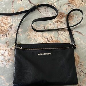 Michael Kors Black Leather Crossbody with Gold Hardware